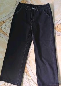 Stylish Wide-Leg Black Jeans