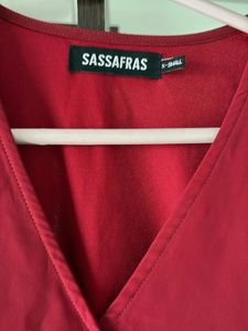 Red Wrap Top with Bell Sleeves
