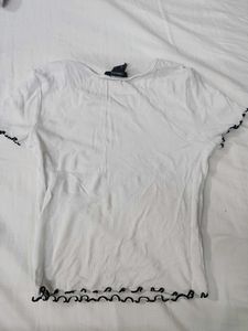 White Lettuce Trim Crop top