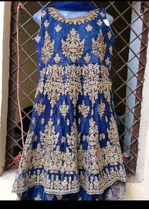 bust 42 Royal Blue Embroidered Lehenga Choli