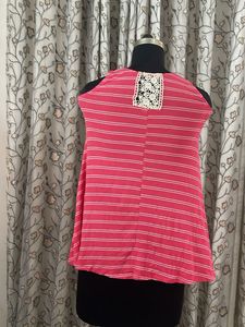 Pink Striped Sleeveless Top