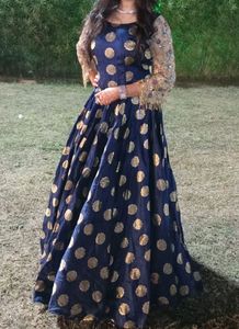 dark blue reseption gown
