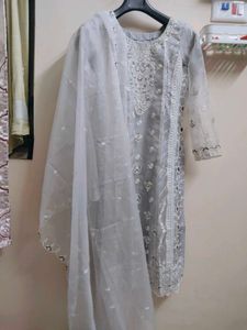 Grey Organza Kurta Set🤍