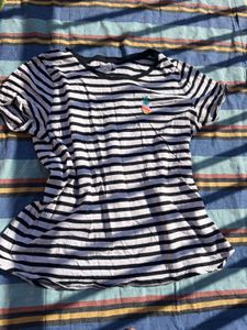 Striped Tee with Pineapple Detail