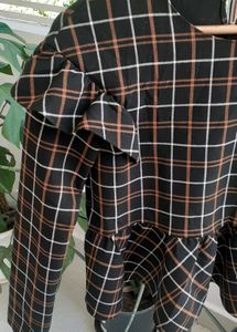 ZARA Plaid Ruffle Peplum Top