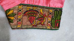 Pink Embroidered Silk Blouse