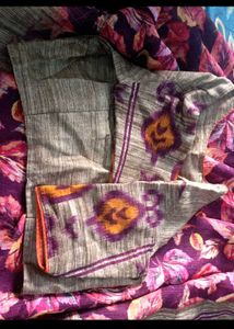 free shipping Vibrant Floral Print Saree with Blou