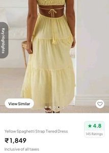 Yellow Spaghetti Strap Tiered Dress