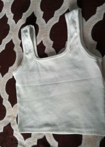 White Ribbed Tank Top