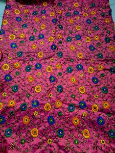 Magenta Color Embroidery Material