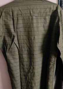 Men's Olive Striped Formal Shirt