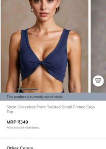 Navy Blue Twisted Crop Top