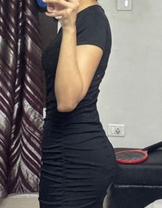 Black Ruched Bodycon Dress