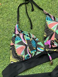 Colorful Geometric Print Bikini Top