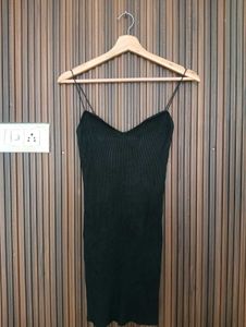 Ribbed Black Mini Dress