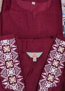 ANOUK - Maroon Embroidered Jacket Set
