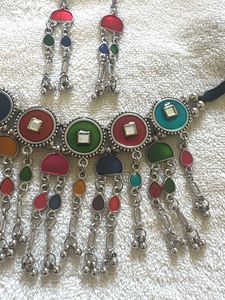 boho silver necklace set
