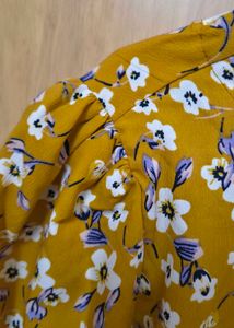 Mustard Floral Peplum Top