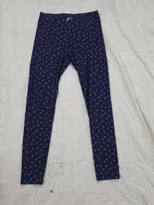 Girls Navy Blue Printed Pants