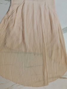 Elegant Beige High-Low Dress with Black Lace