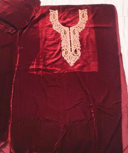 Maroon karwachauth Velvet Embroidered Dupatta