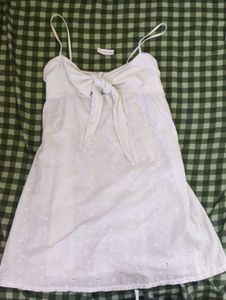 SALE❗White cotton Eyelet Tie-Front knot Dress