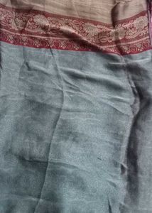 Grey Soft Silk Saree with Maroon Designer Border
