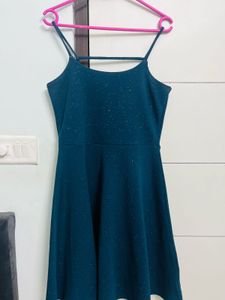 Teal Sparkle Spaghetti Strap Dress