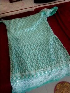 Embellished cyan Kurta