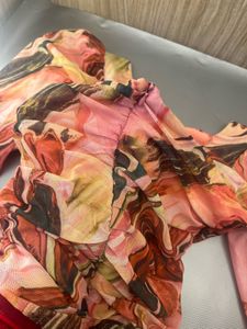 Chic Floral Ruched Puff Sleeve Top