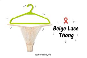 Beige Lace Thong