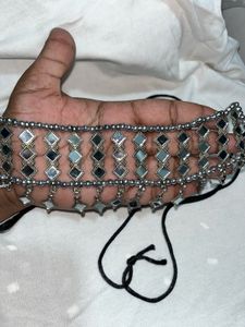 Stunning Silver Mirror Work Choker Set