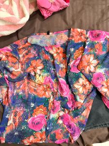 Vibrant Floral Print Sheer Top