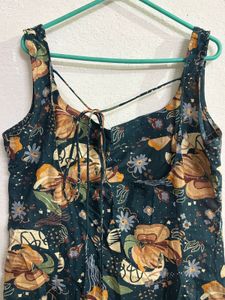 Dark Floral Print Mini Dress