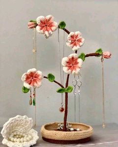 Crocheted Flower Jewelry Tree