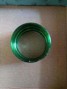 Green Glass Bangles with Golden Glitter