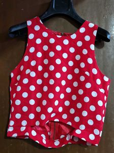 Red Polka Dot Peplum Top
