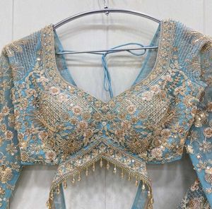Stunning Blue Embroidered Lehenga Choli