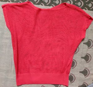 Chic Pink Knit Top with Star Embellishments