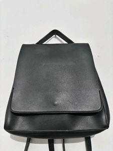 Chic Black Faux Leather Backpack