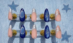 Press-on Nails with Ombre & Rhinestones