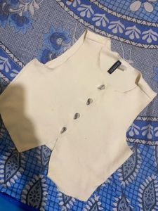 Cream Button Vest