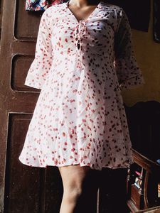 Pink Mini Flared Dress