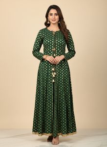 Green & Gold Indian Dress