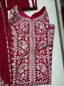 Maroon Embroidered Palazzo Set