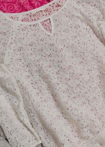 White Net Top With Full Length Sleeves