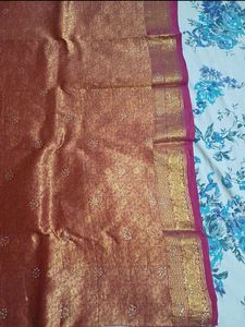 Elegant rani pink Banarasi Silk Saree without blou