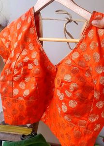 Orange Brocade Blouse