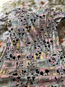 Retro Mickey Mouse Print Dress