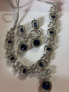 Exquisite Blue Stone Necklace &amp; Earring Set
